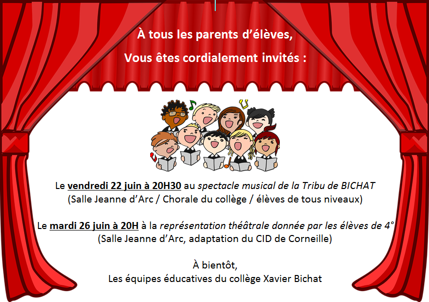 Spectacles de fin d’année – Collège Xavier BICHAT